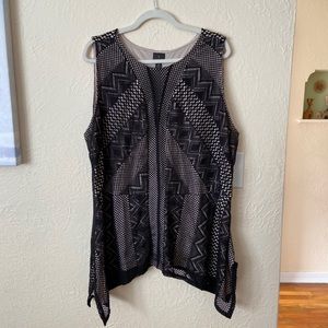 Worthington Black Lace over Sheer Sleeveless top